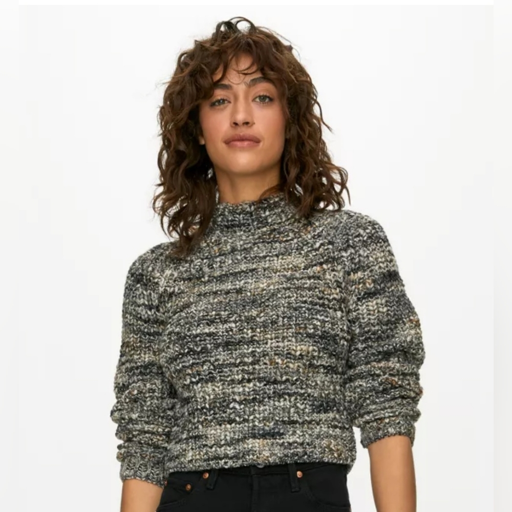 Wilfred Retrograde Mockneck Sweater in Heather Grey Melange, Size XXS